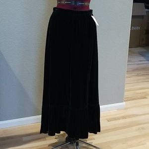 Vintage dark emerald green velvet skirt